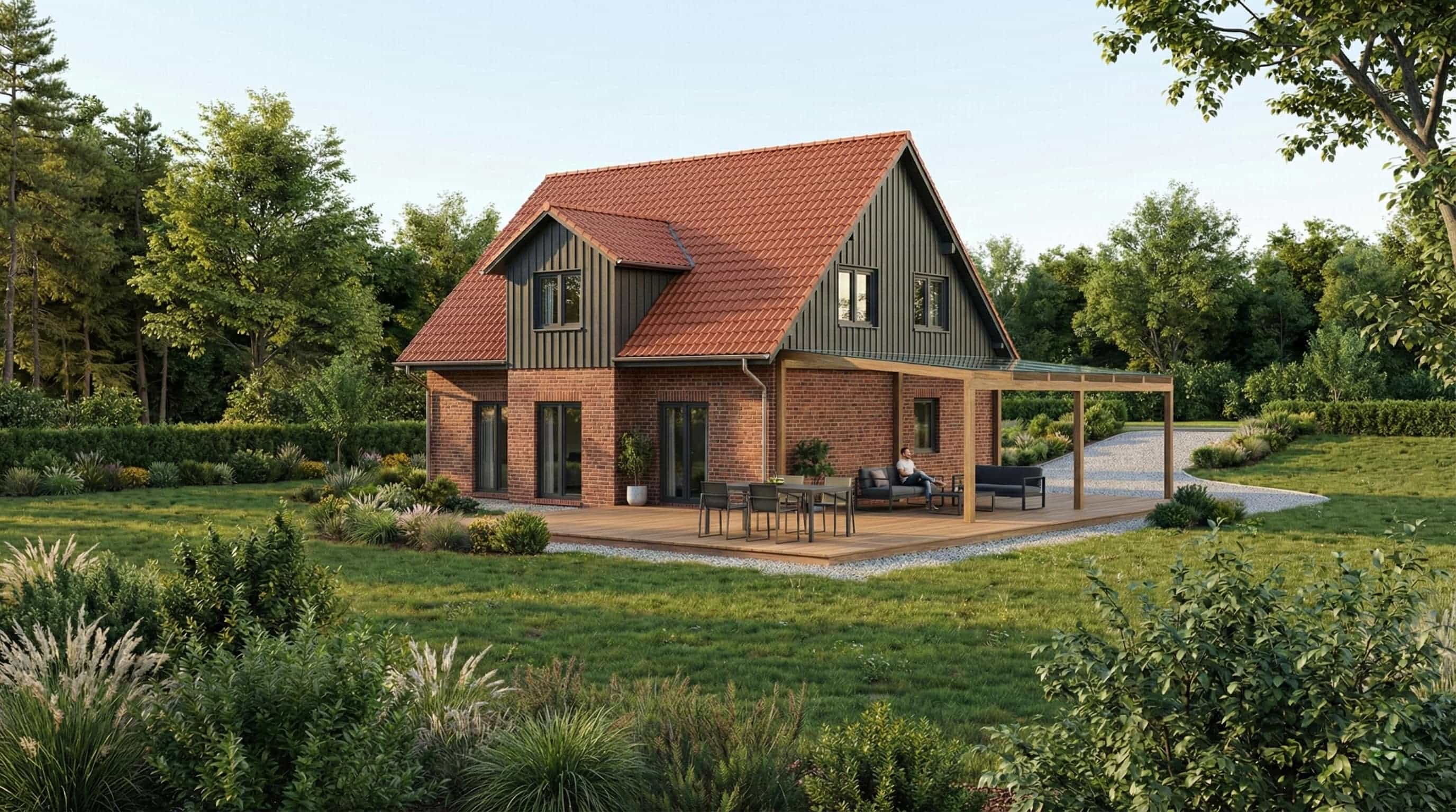 3D Visualisierung eines zeitgenössischen Wohngebäudes